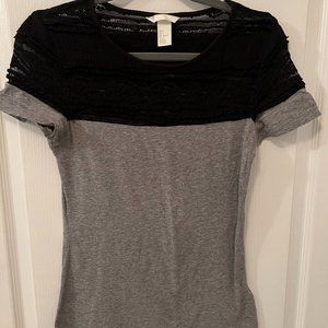 Women’s Top Gray with Black Embroidery